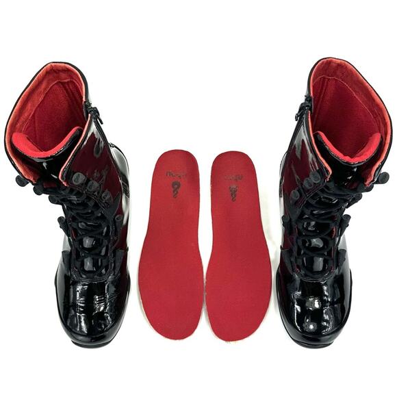 Ahnu Black Flat Winter Boot Size 7.5 Patent Leather Lace-Up Zip Closure Mid-Calf - Picture 7 of 15